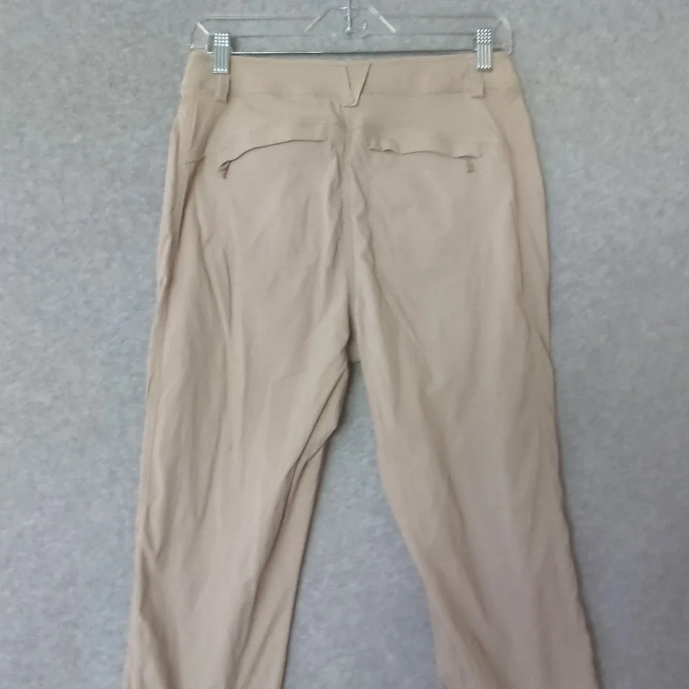 Coolibar Highlander Hiking Pants Women's 6 Beige UPF 50 Zip Pockets Stretch Gorp